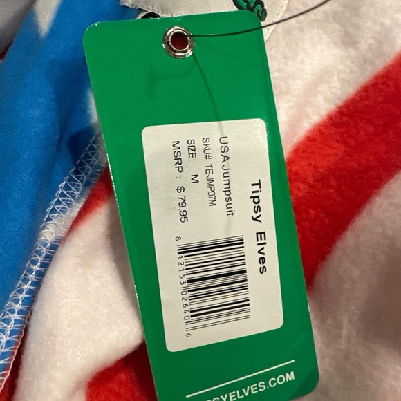 Tipsy Elves Sz M USA Hooded Patriotic American Flag Jumpsuit NWOT - Picture 6 of 6